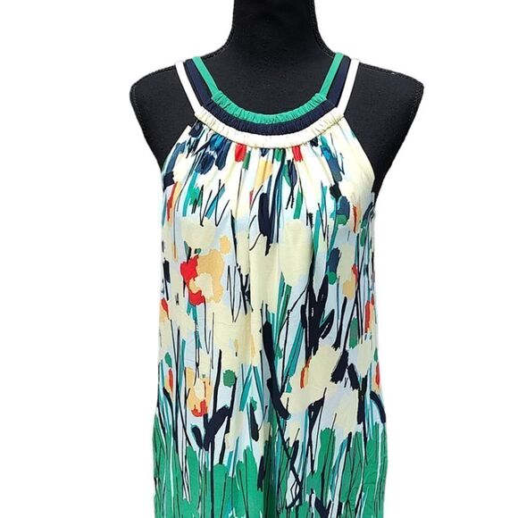 BCBGMaxazria Yellow Green Spring Floral Dress with Pockets XS - Picture 2 of 6